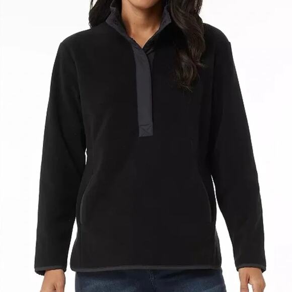 32 Degrees Fleece Half-Snap Pullover Top in Black Size M New with Tag TL2FCF63ME - Picture 1 of 7